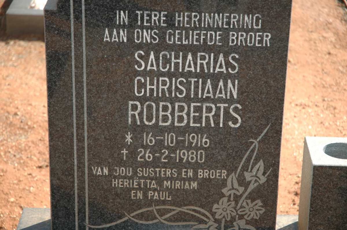 ROBBERTS Sacharias Christiaan 1916-1980