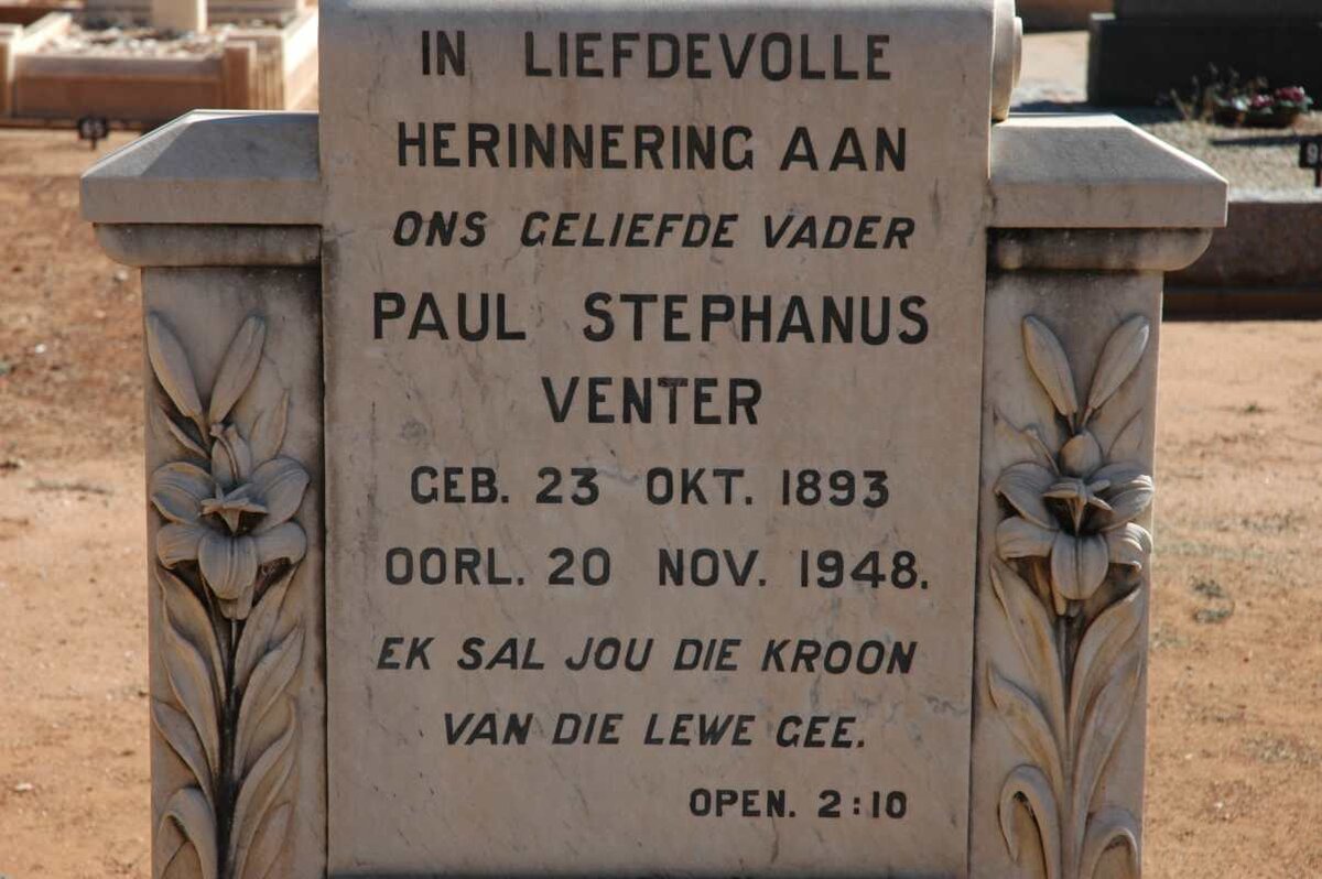 VENTER Paul Stephanus 1893-1948