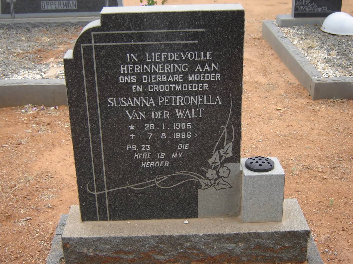 WALT Susanna Petronella, van der 1905-1996