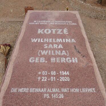 KOTZE Wilhelmina Sara nee BERGH 1944-2020