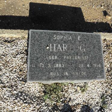 HARTOG Sophia E. nee PRETORIUS 1883-1956