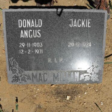 MAC MILLAN Donald Angus 1903-1971 :: MAC MILLAN Jackie 1924-
