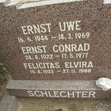 SCHLECHTER Ernst Conrad 1922-1977 &amp; Felicitas Elvira 1922-1988 :: SCHLECHTER Ernst Uwe 1944-1969