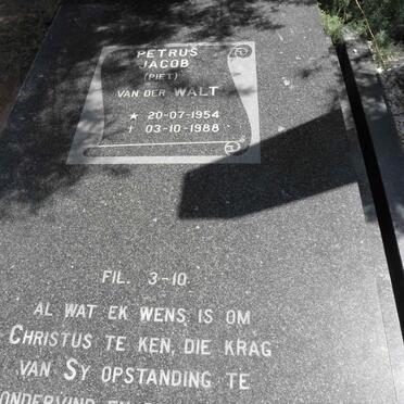 WALT Petrus Jacob, van der 1954-1988