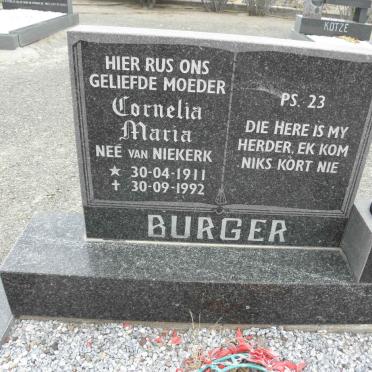 BURGER Cornelia Maria nee VAN NIEKERK 1911-1992