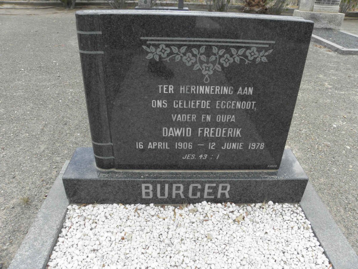 BURGER Dawid Frederik 1906-1978