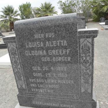 GREEFF Louisa Aletta Glodina nee BURGER 1889-1963