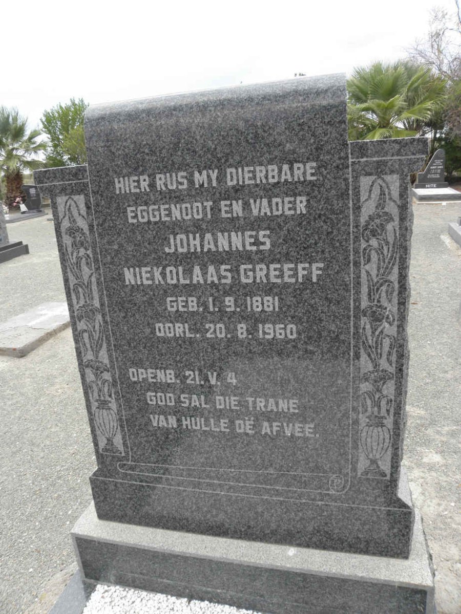 GREEFF Johannes Niekolaas 1881-1960