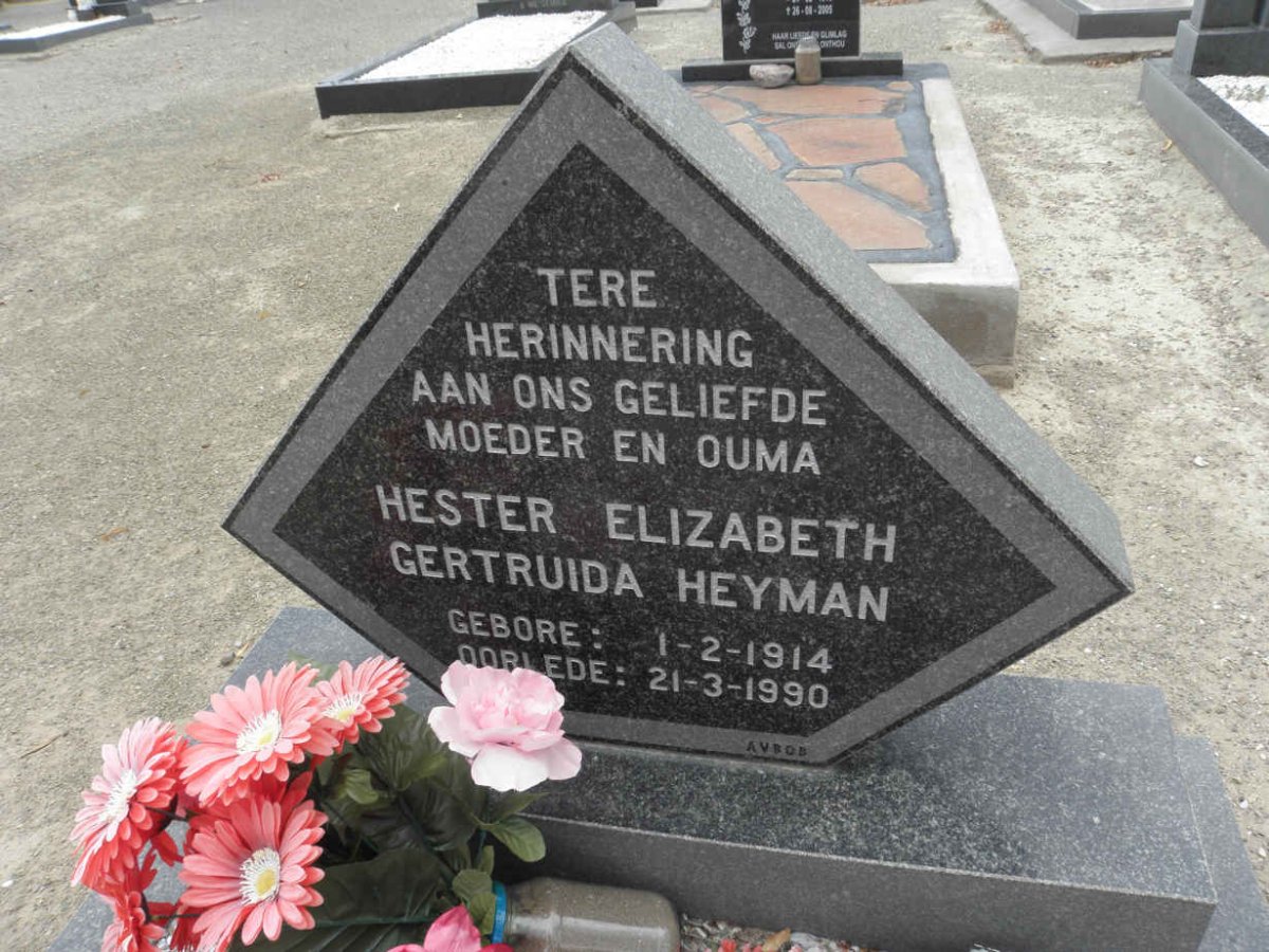 HEYMAN Hester Elizabeth Gertruida 1914-1990