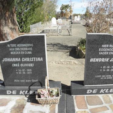 KLERK Hendrik Jacobus, de 1925-2007 &amp; Johanna Christina OLIVIER 1925-2011