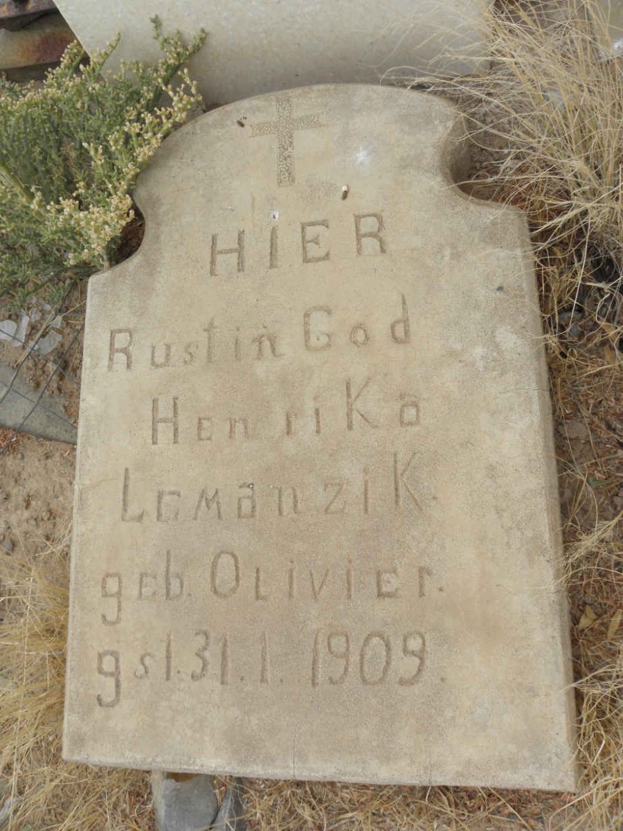 LEMANZIK Hendrika nee OLIVIER -1909