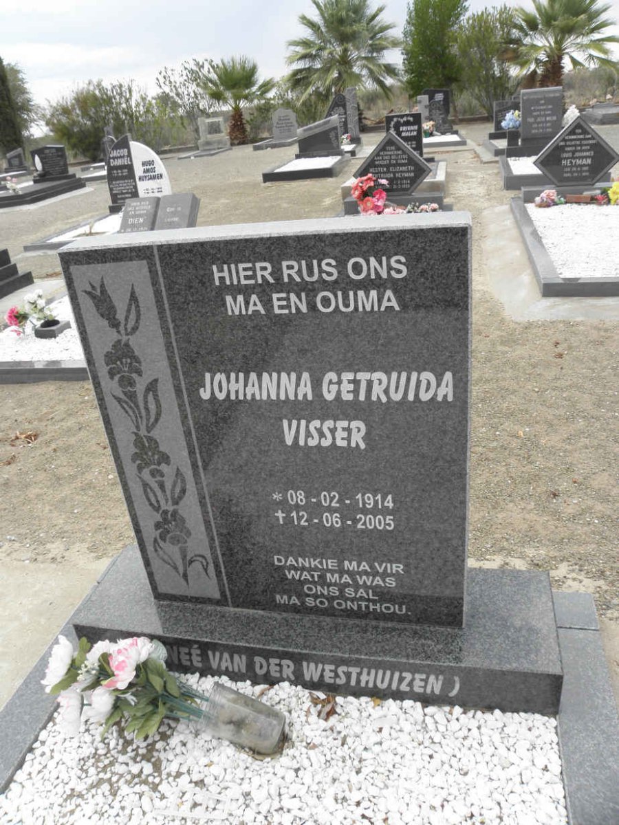 VISSER Johanna Getruida nee VAN DER WESTHUIZEN 1914-2005