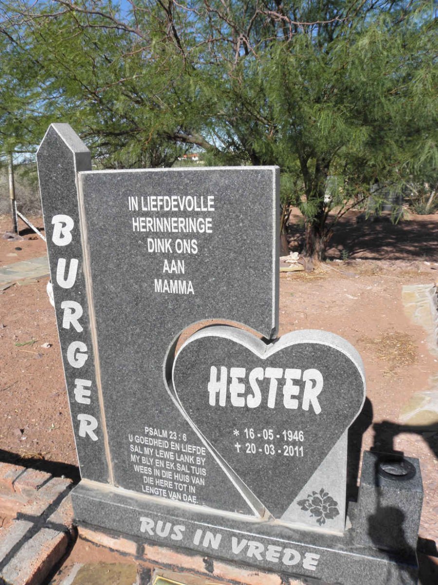 BURGER Hester 1946-2011