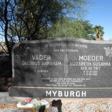 MYBURGH Jacobus Abraham 1915-  &amp; Elizabeth Susanna nee Du TOIT 1917-1981