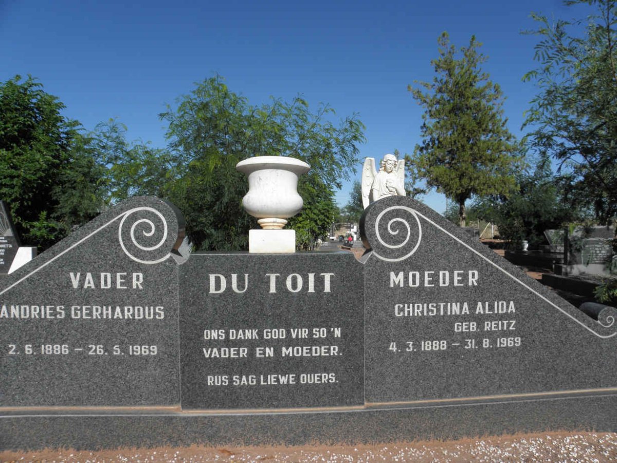 TOIT Andries Gerhardus, du 1886-1969 &amp; Christina Alida REITZ 1888-1969