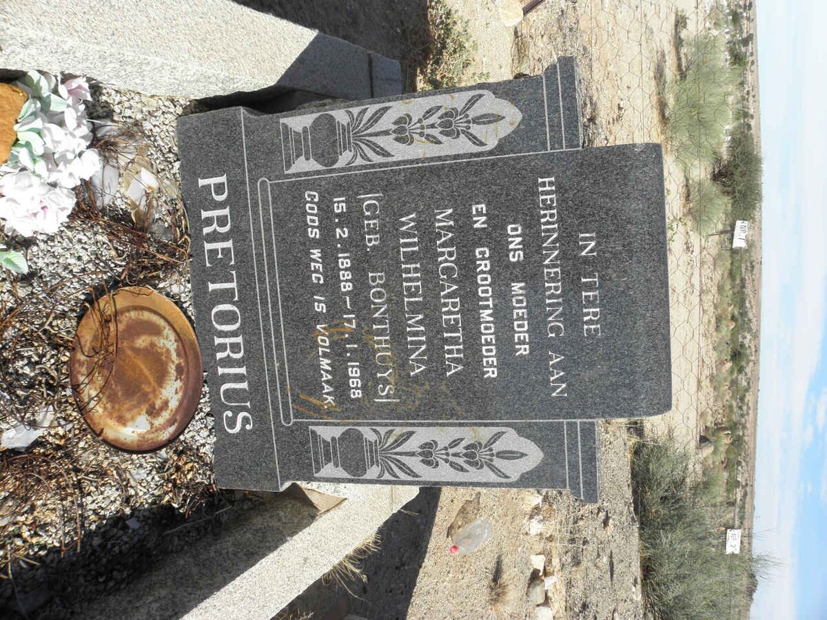 PRETORIUS Margaretha Wilhelmina nee BONTHUYS 1888-1968