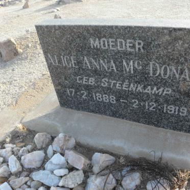 McDONALD Alice Anna nee STEENKAMP 1888-1919
