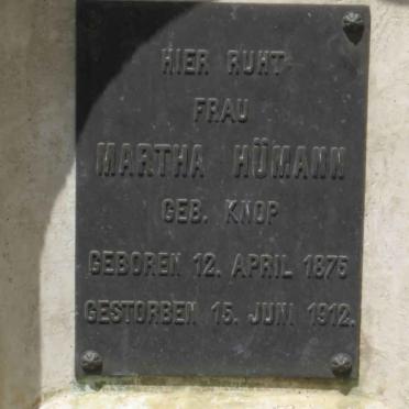 HÜMANN Martha nee KNOP 1875-1912