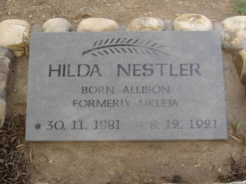 NESTLER Hilda, formerly UKLEJA, nee ALLISON 1881-1921