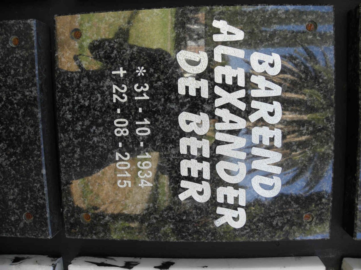 BEER Barend Alexander, de 1934-2015