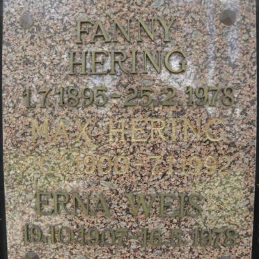 HERING Max 1900-1992 &amp; Fanny 1895-1978 :: WEIS Erna 1907-1978