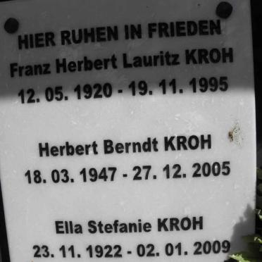 KROH Franz Herbert Lauritz 1920-1995 :: KROH Ella Stefanie 1922-2009 :: KROH Herbert Berndt 1947-2005