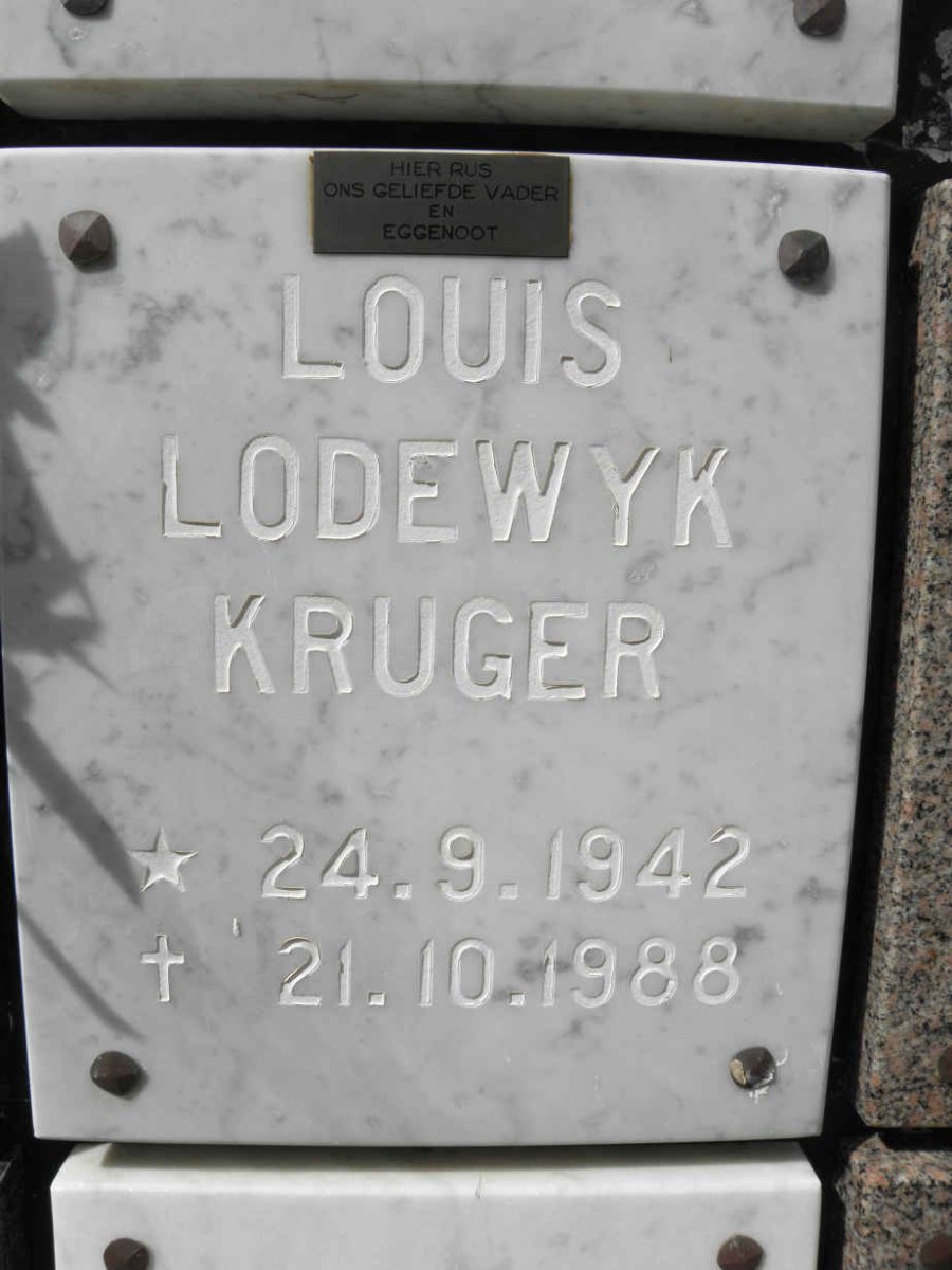KRUGER Louis Lodewyk 1942-1988