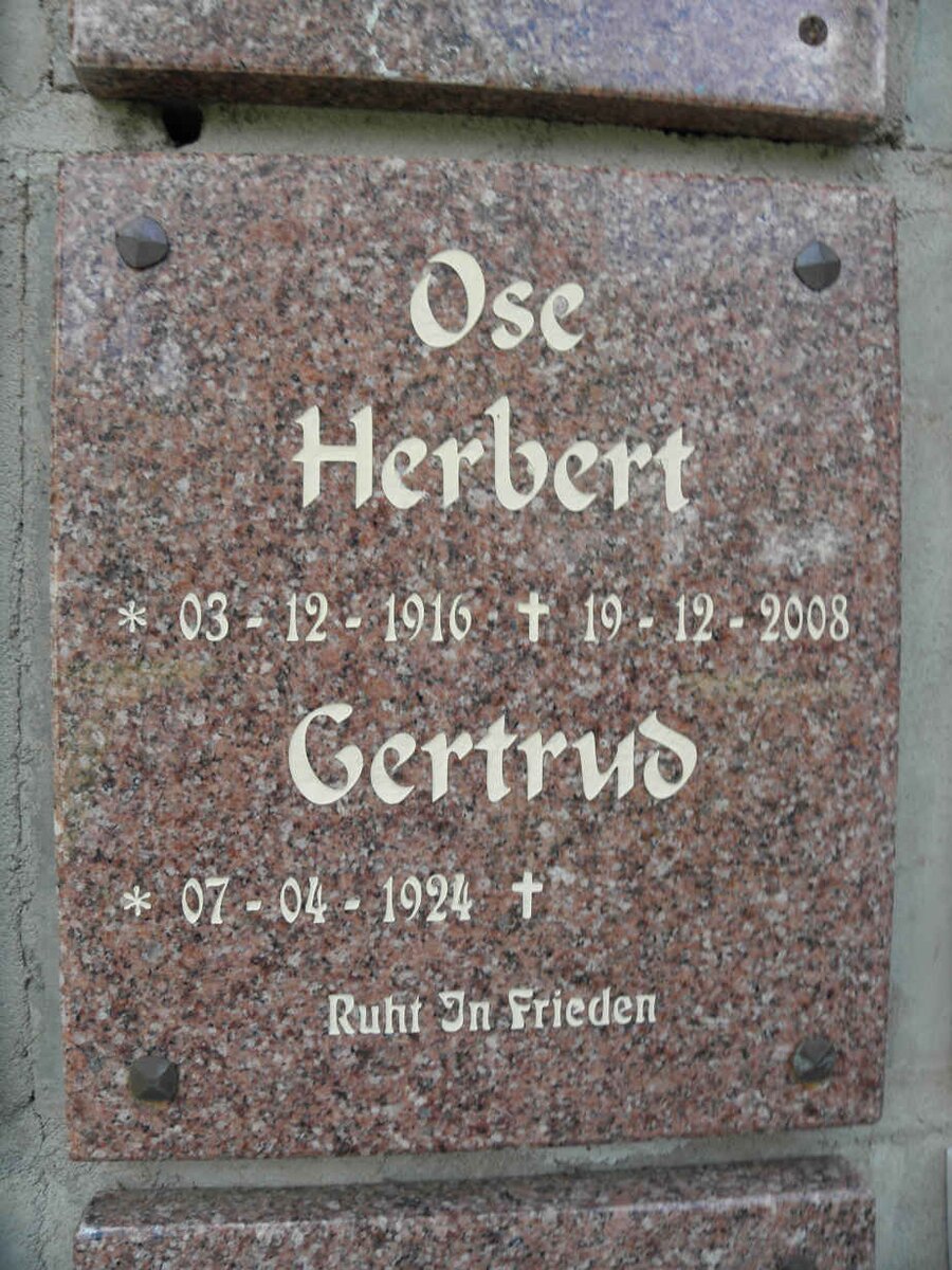 OSE Herbert 1916-2008 &amp; Gertrud 1924-