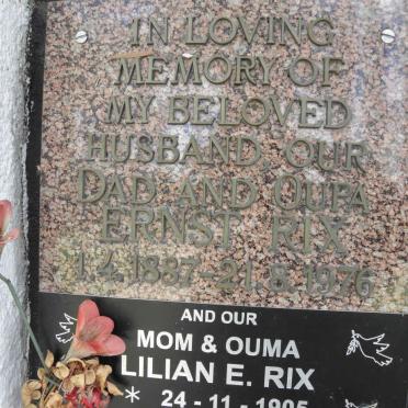 RIX Ernst 1887-1976 &amp; Lilian E. 1905-1999