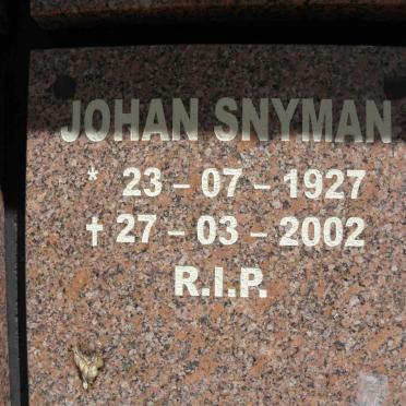 SNYMAN Johan 1927-2002