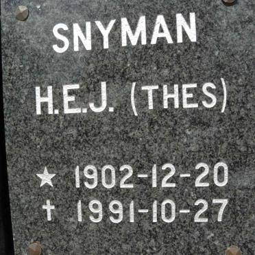 SNYMAN H.E.J. 1902-1991