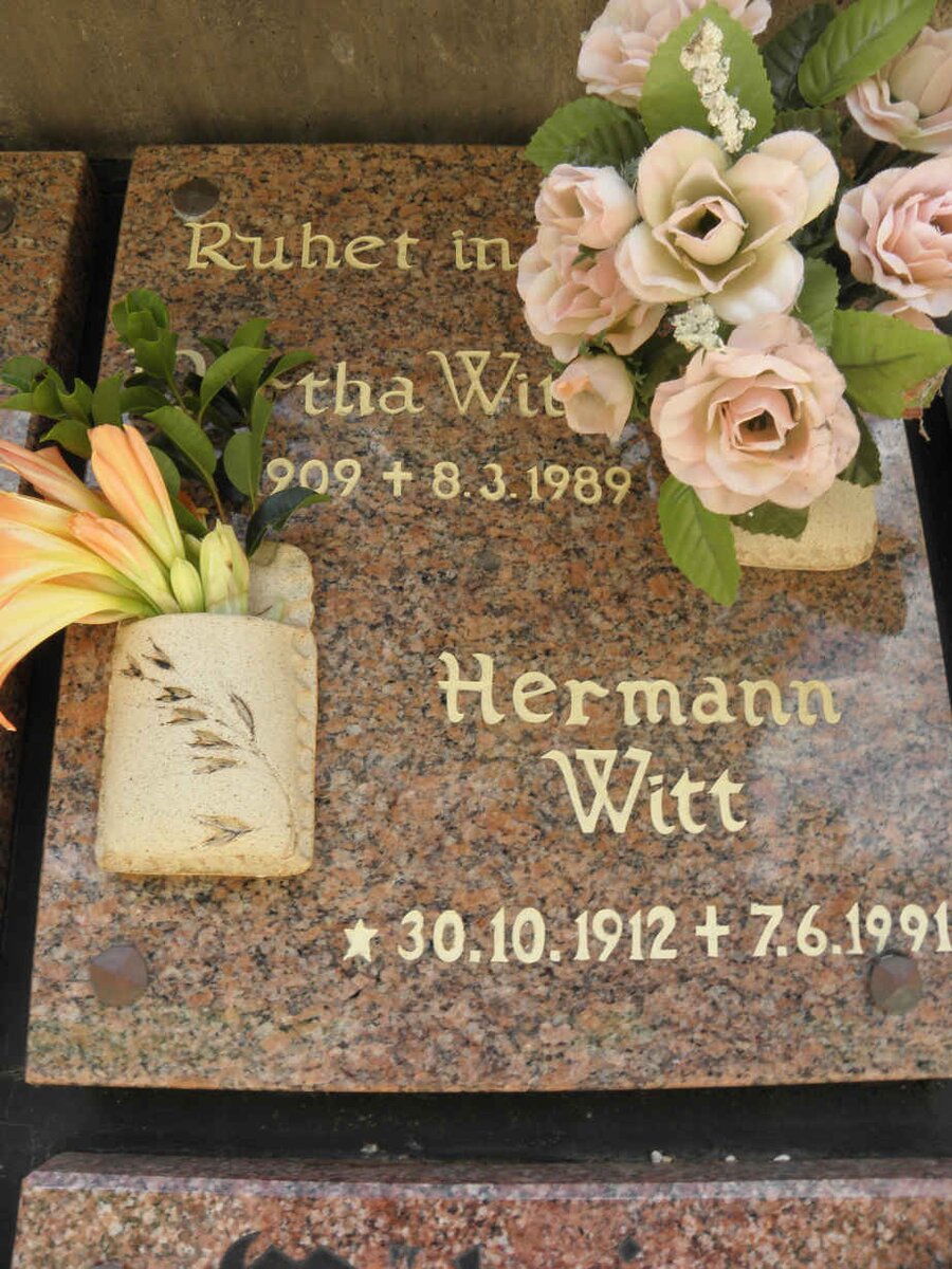 WITT Hermann 1912-1991 &amp; Martha 1909-1989