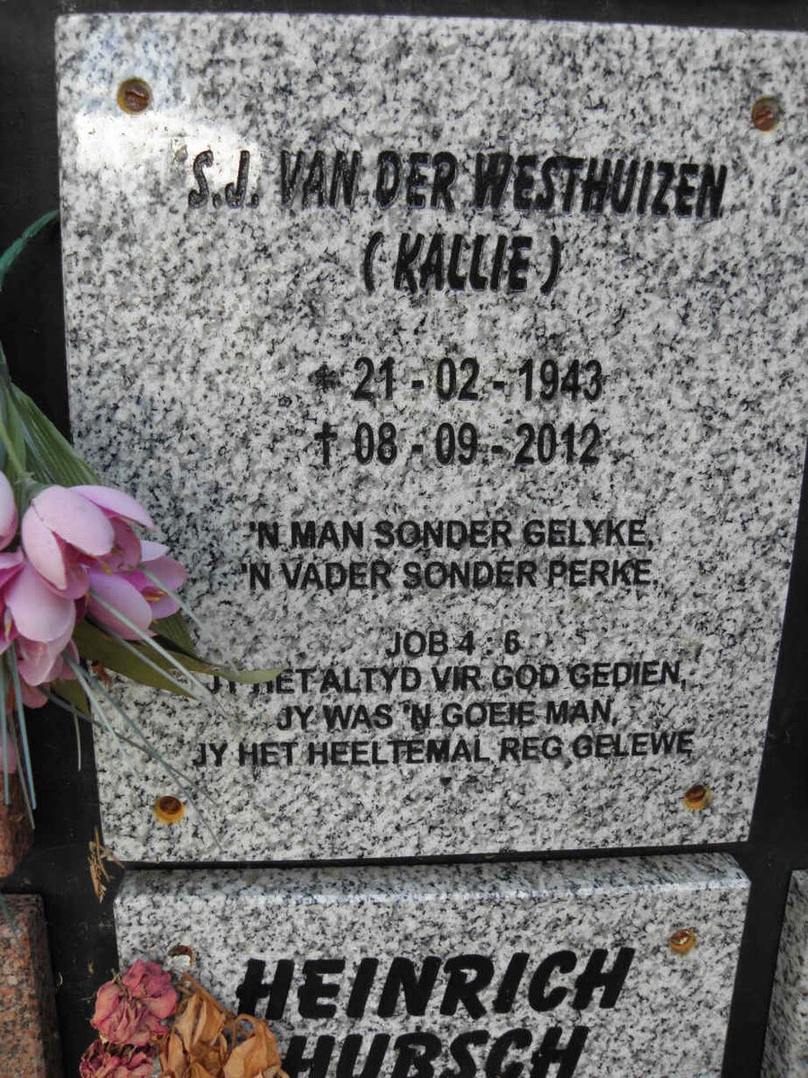 WESTHUIZEN S.L., van der 1943-2012