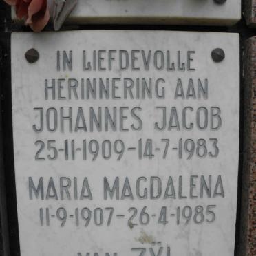 ZYL Johannes Jacob, van 1909-1983 &amp; Maria Magdalena 1907-1985