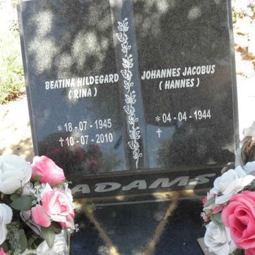 ADAMS Johannes Jacobus 1944- &amp; Beatina Hildegard 1945-2010
