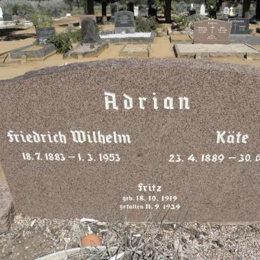 ADRIAN Friedrich Wilhelm 1883-1953 &amp; Kate 1889-1965 :: ADRIAN Fritz 1919-1939