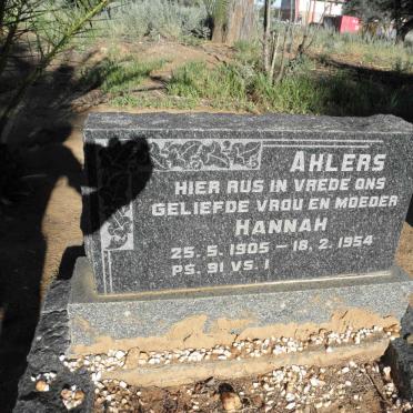 AHLERS Hannah 1905-1954