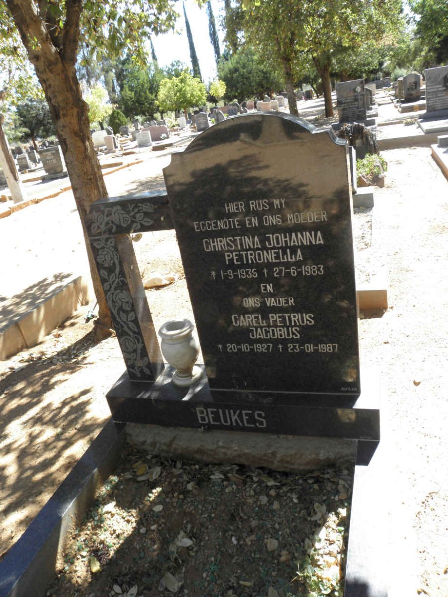BEUKES Carel Petrus Jacobus 1927-1987 &amp; Christina Johanna Petronella 1935-1983