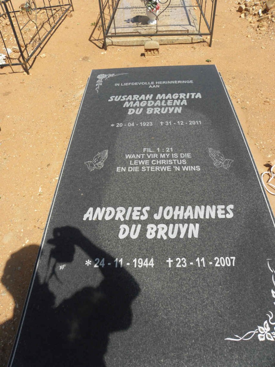 BRUYN Susarah Magrita Magdalena, du 1923-2011 : : BRUYN Andries Johannes, du 1944-2007