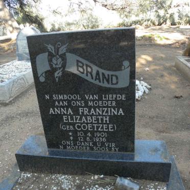 BRAND Anna Franzina Elizabeth nee COETZEE 1901-1936