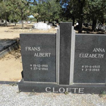 CLOETE Frans Albert 1910-1961 &amp; Anna Elizabeth 1915-1985