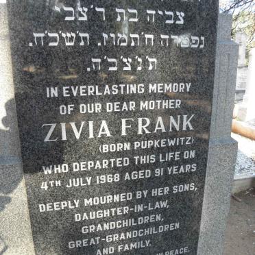 FRANK Zivia nee PUPKEWITZ -1968