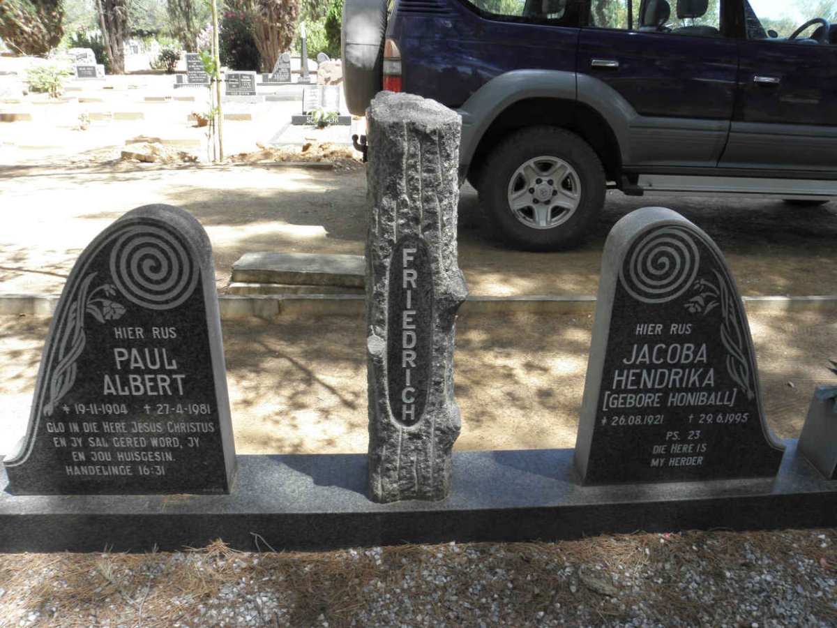 FRIEDRICH Paul Albert 1904-1981 &amp; Jacoba Hendrika HONIBALL 1921-1995