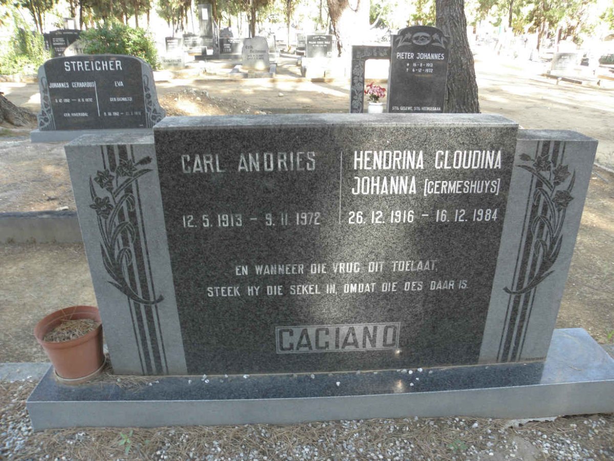 GAGIANO Carl Andries 1913-1972 &amp; Hendrina Cloudina Johanna GERMESHUYS 1916-1984