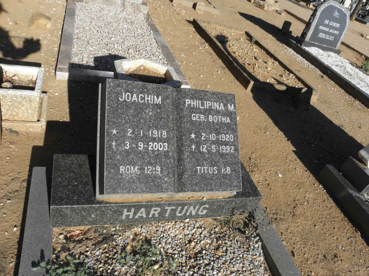 HARTUNG Joachim 1918-2003 &amp; Philipina M. BOTHA 1920-1992