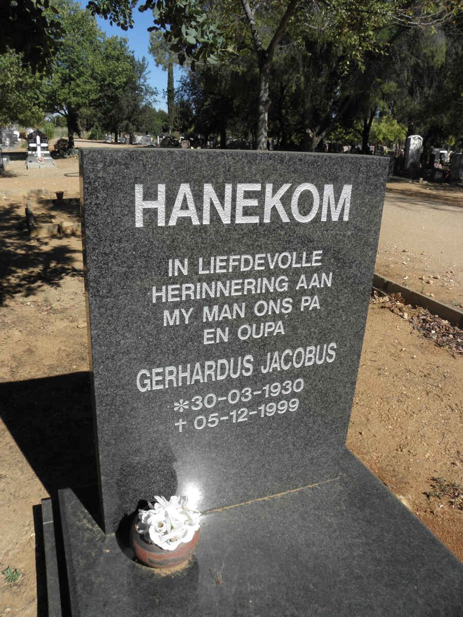 HANEKOM Gerhardus Jacobus 1930-1999