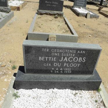 JACOBS Bettie nee DU PLOOY 1922-1959