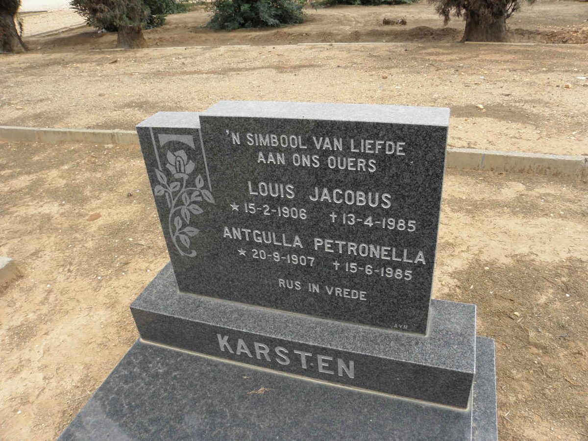KARSTEN Louis Jacobus 1906-1985 &amp; Antigulla Petronella 1907-1985