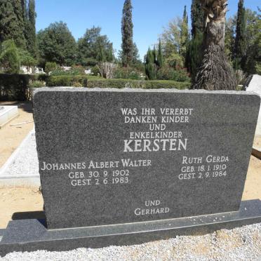 KERSTEN Johannes Albert Walter 1902-1983 &amp; Ruth Gerda 1910-1984