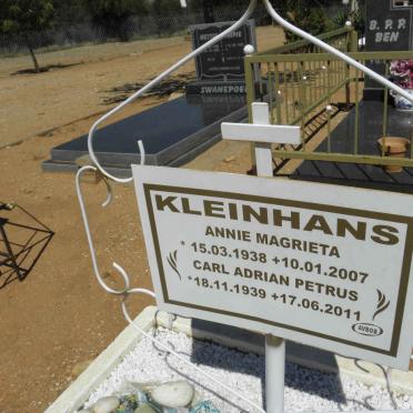 KLEINHANS Carl Adrian Petrus 1939-2011 &amp; Annie Margarieta 1938-2007